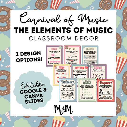 Carnival of Music: Elements of Music Posters | Printable Music Classroom Decor