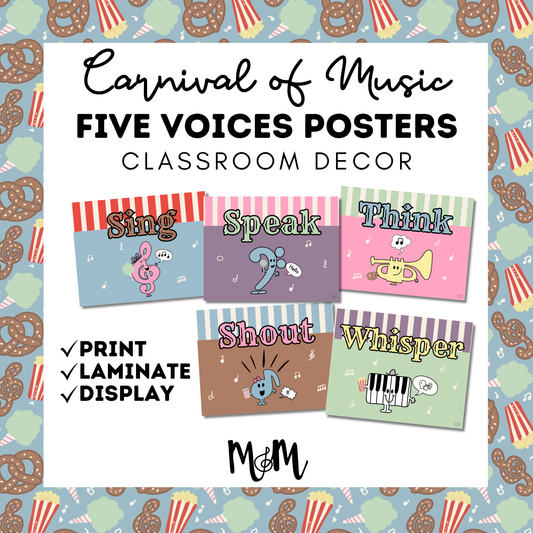 Carnival of Music: Five Voices Posters | Music Classroom Decor