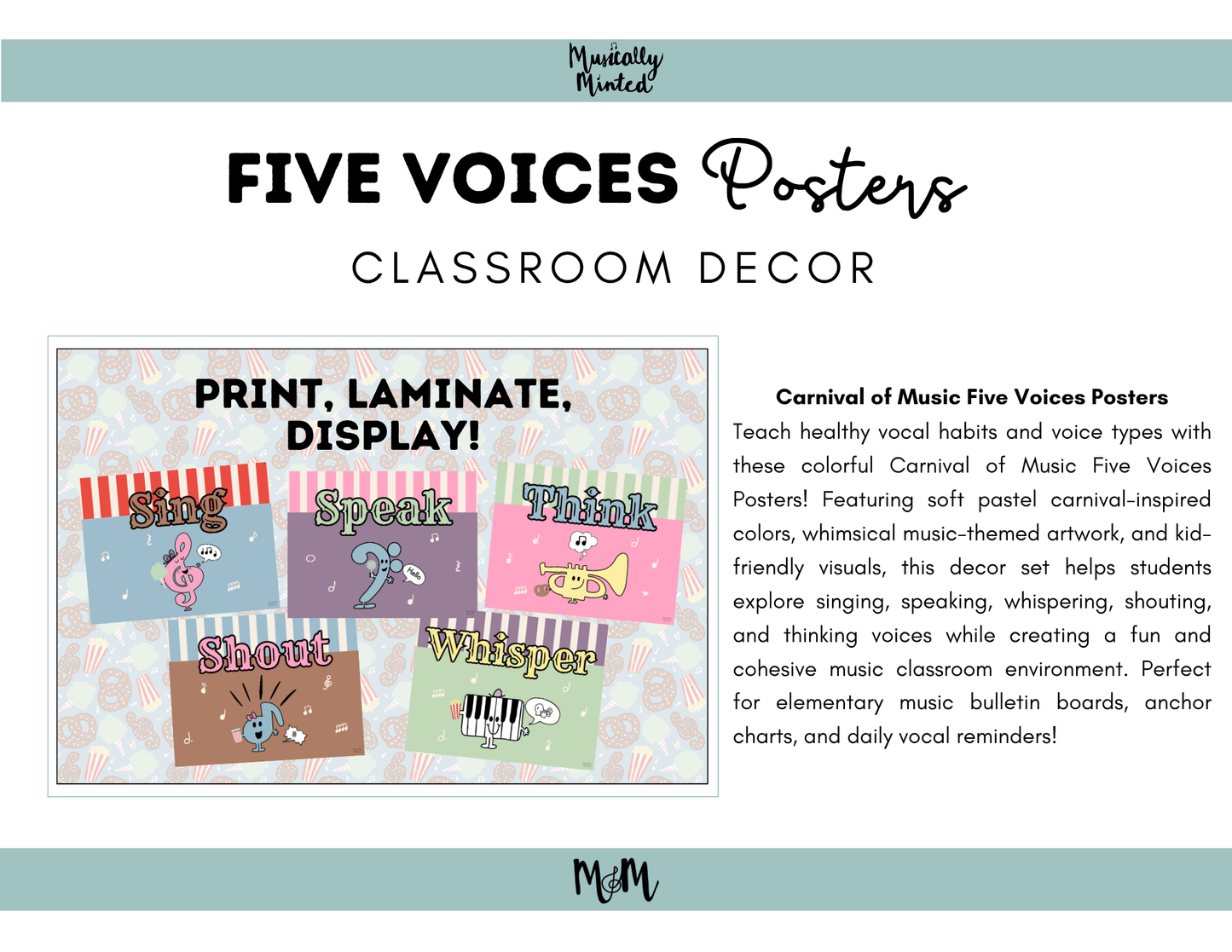 Carnival of Music: Five Voices Posters | Music Classroom Decor