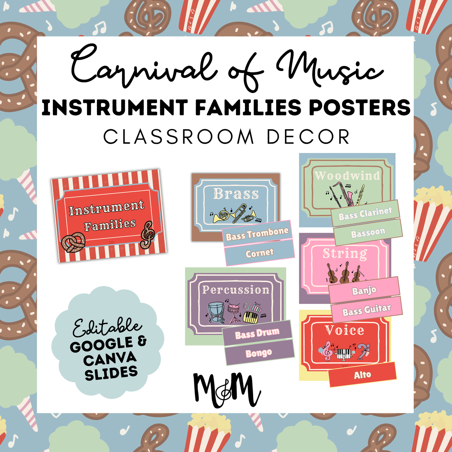Carnival of Music: Instrument Families Posters | Music Classroom Decor