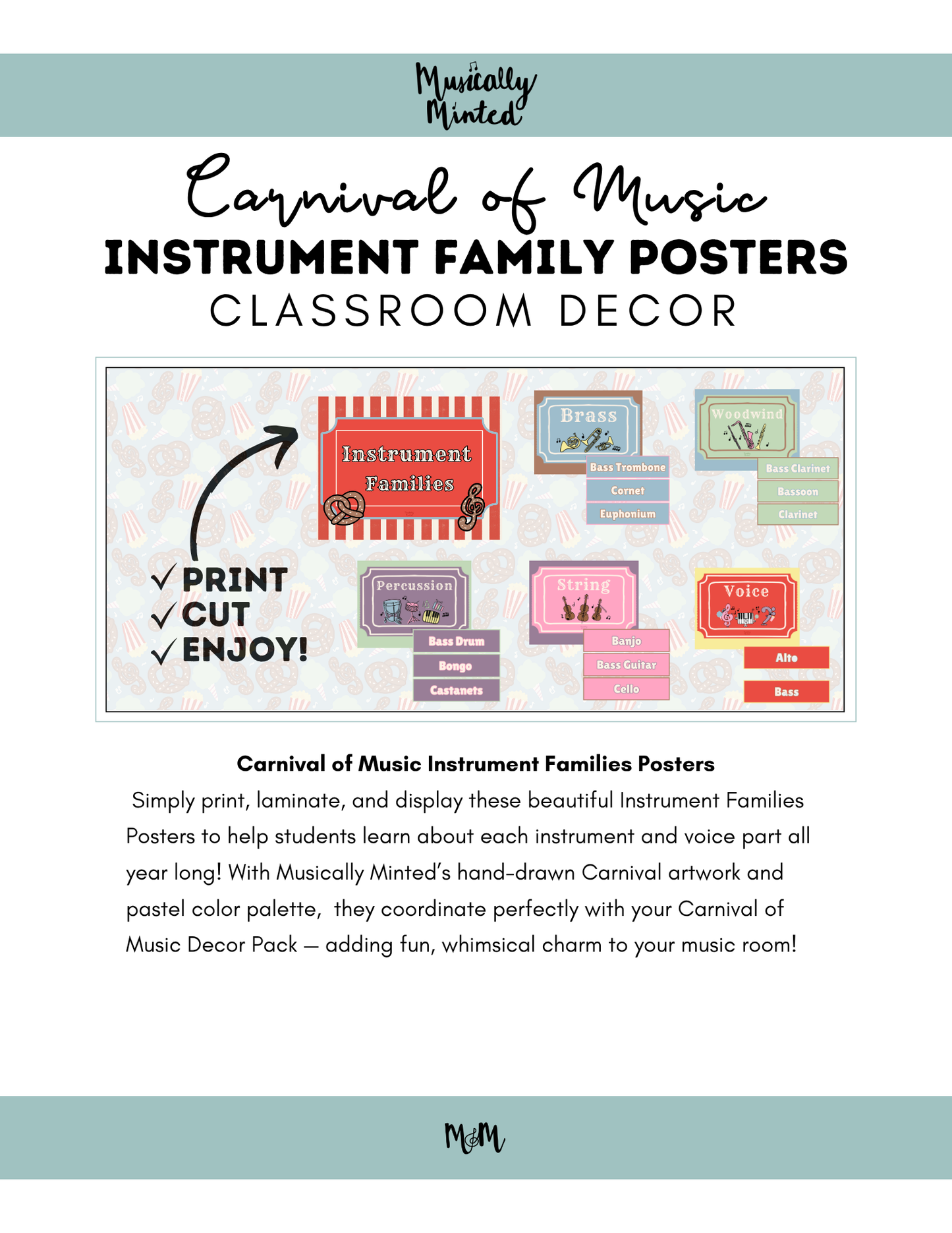 Carnival of Music: Instrument Families Posters | Music Classroom Decor