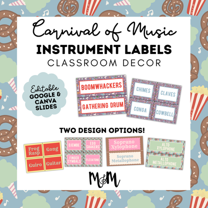 Carnival of Music: Instrument Labels | Music Classroom Decor
