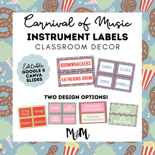 Carnival of Music: Instrument Labels | Music Classroom Decor
