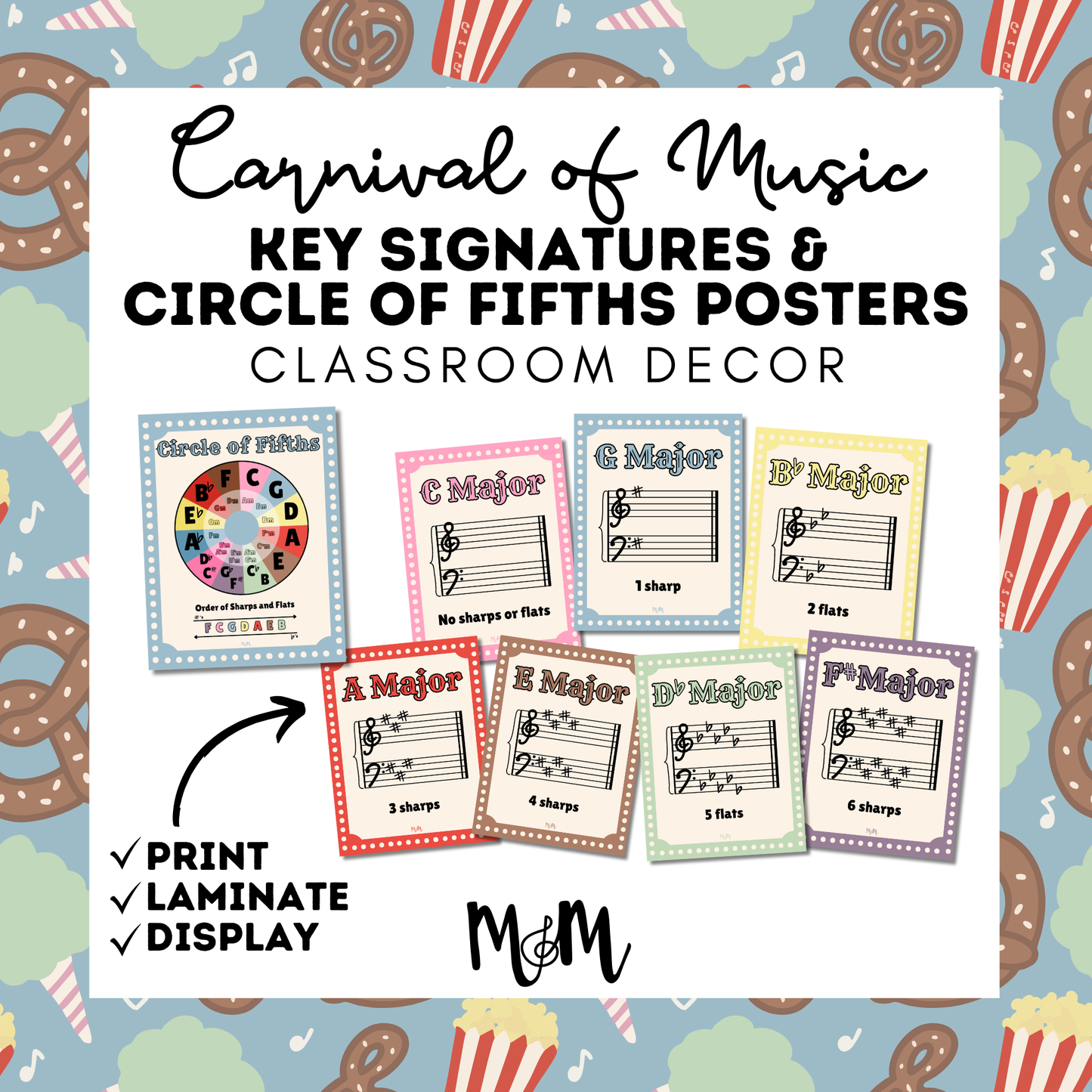 Carnival of Music: Circle of Fifths & Key Signature Posters | Music Decor