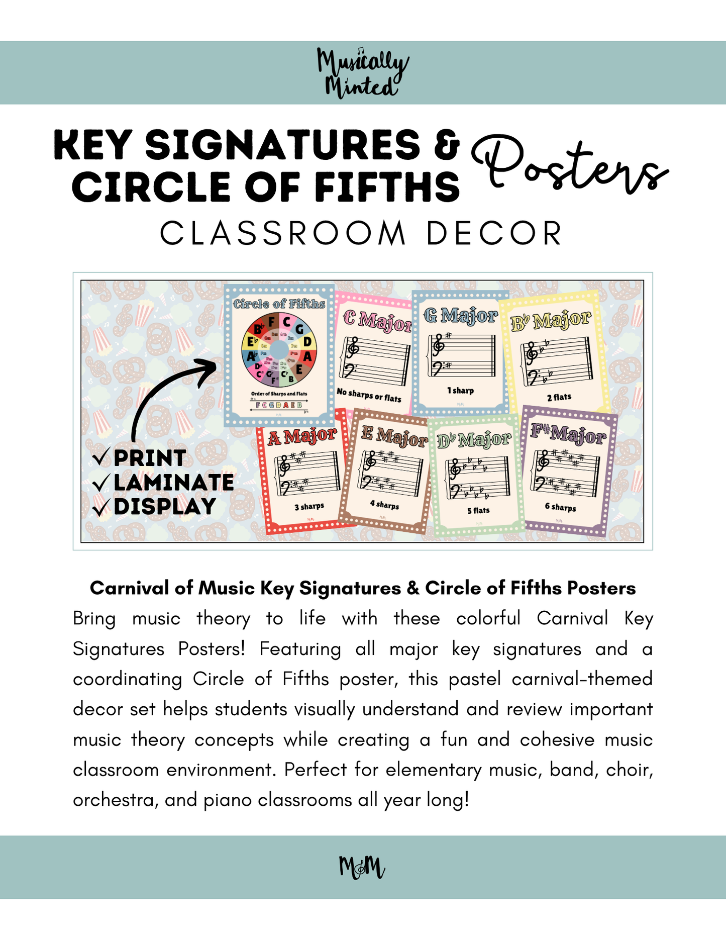 Carnival of Music: Circle of Fifths & Key Signature Posters | Music Decor