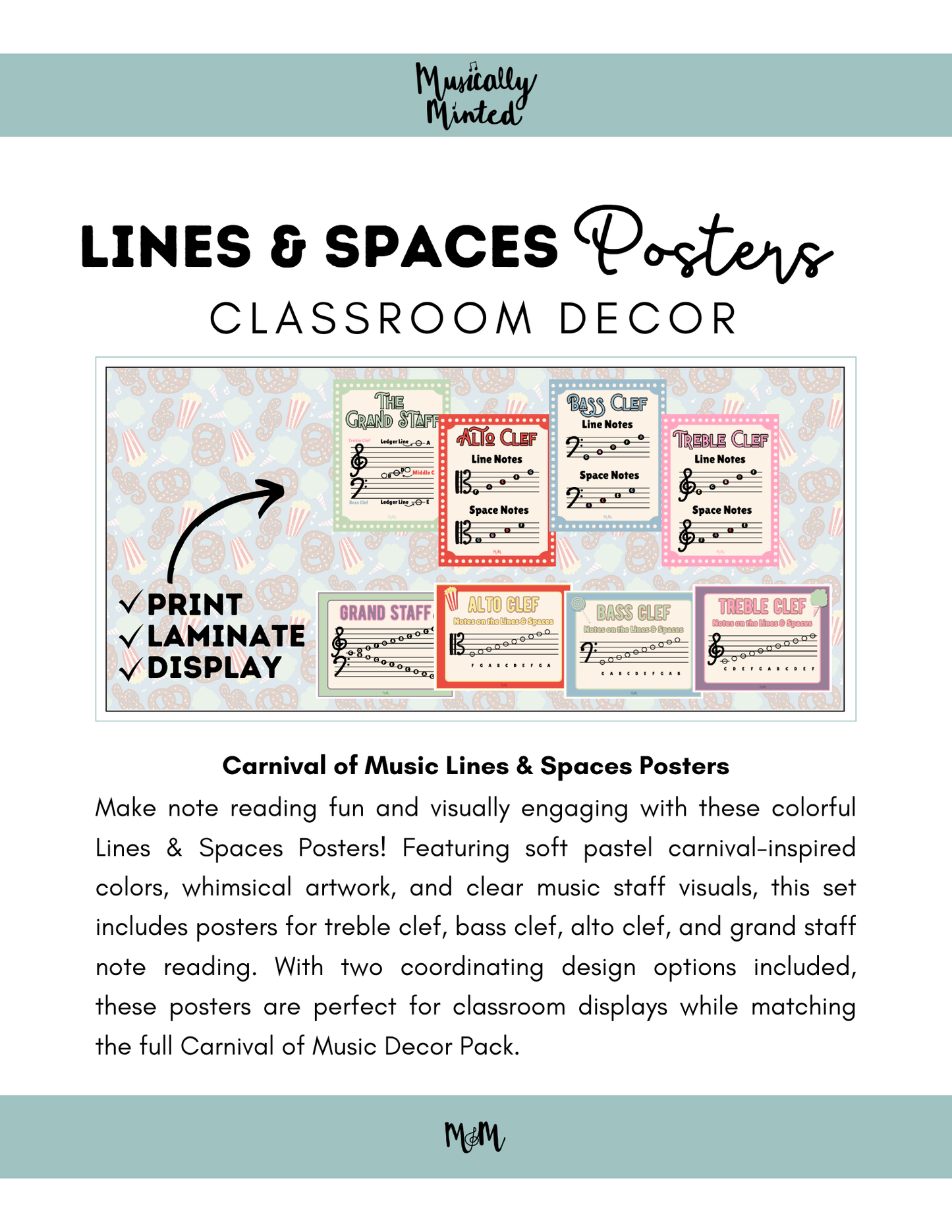 Carnival of Music: Lines & Spaces Posters | Music Classroom Decor