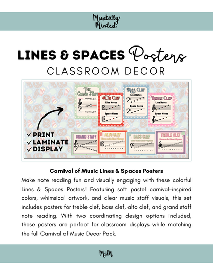 Carnival of Music: Lines & Spaces Posters | Music Classroom Decor