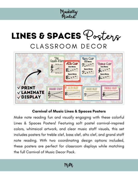 Carnival of Music: Lines & Spaces Posters | Music Classroom Decor