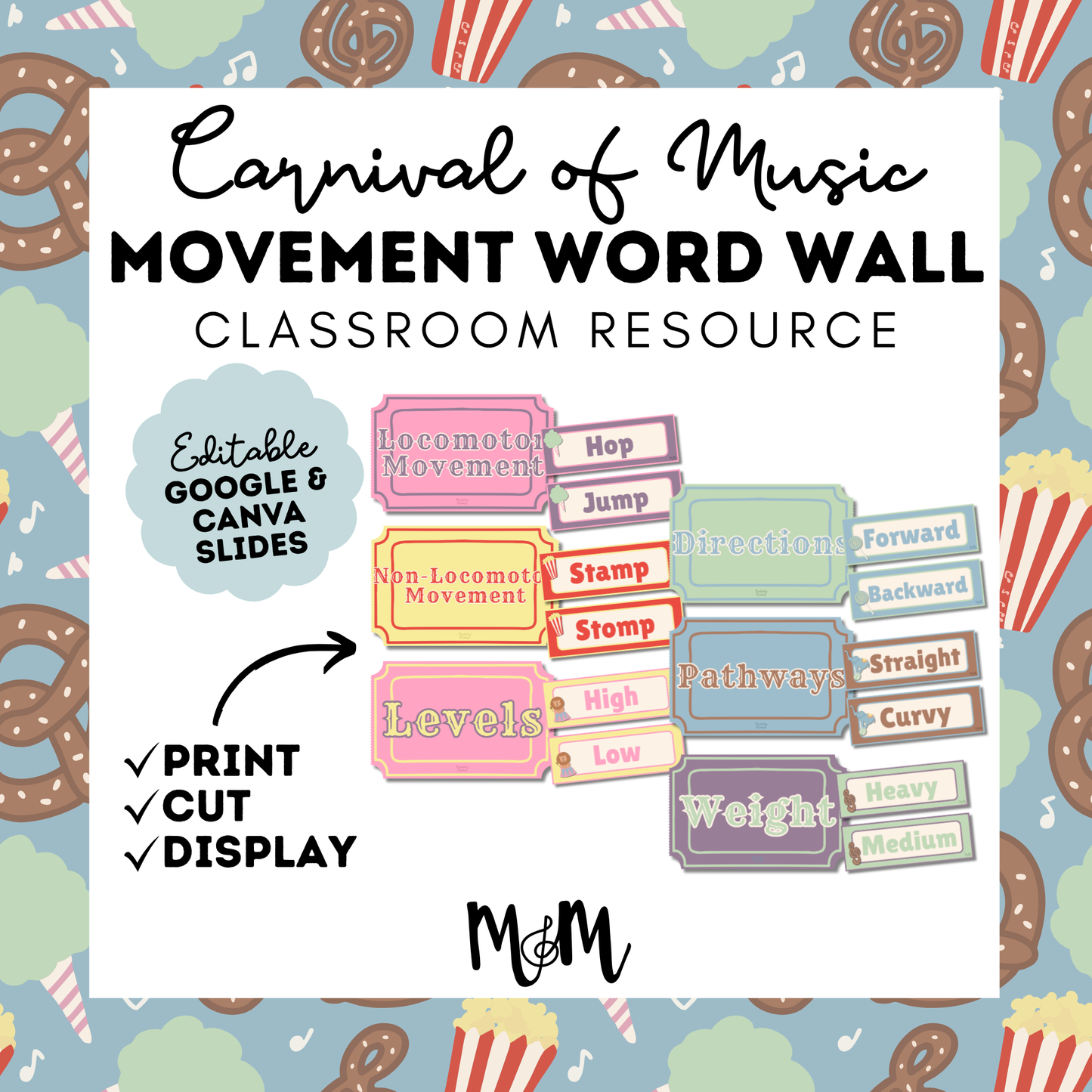 Carnival of Music: Movement Word Wall | Music Classroom Decor