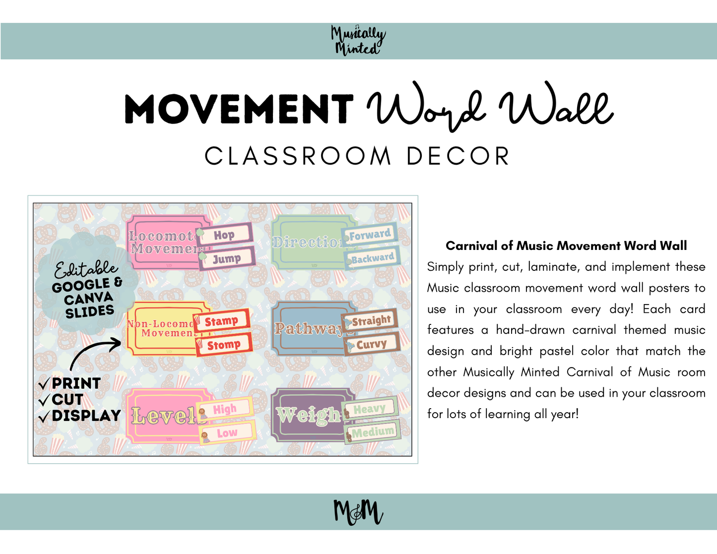 Carnival of Music: Movement Word Wall | Music Classroom Decor