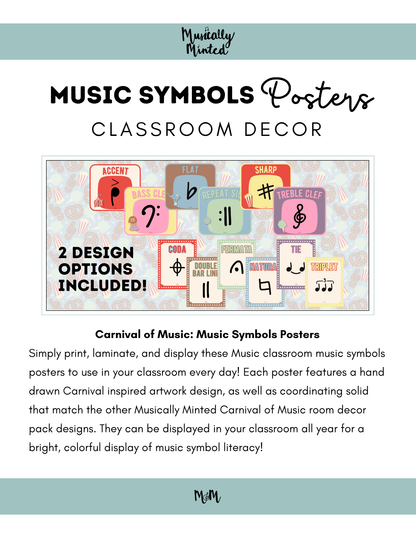 Carnival of Music: Music Symbol Posters | Music Classroom Decor