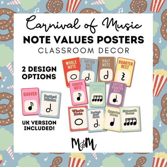 Carnival of Music: Note Values Posters | Music Classroom Decor