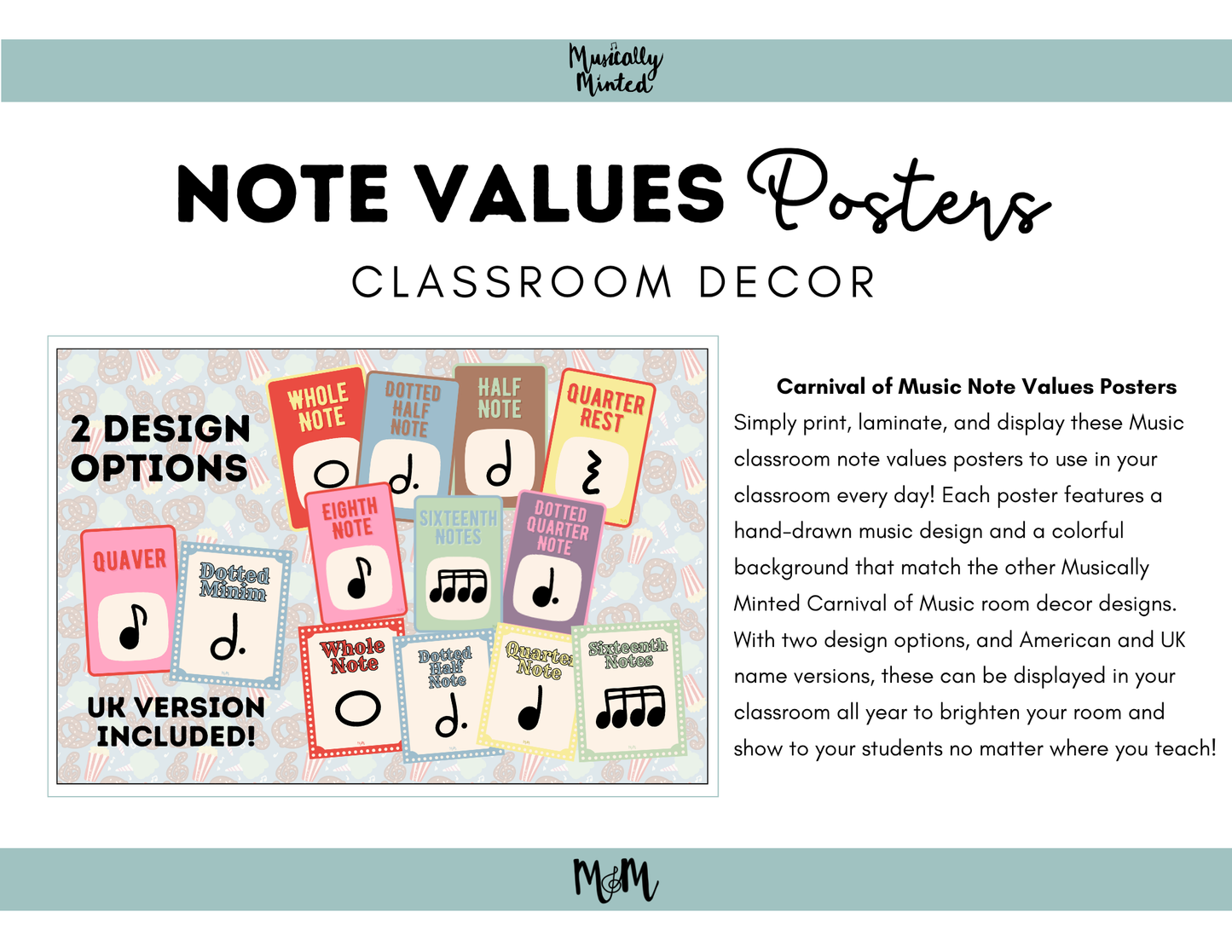 Carnival of Music: Note Values Posters | Music Classroom Decor