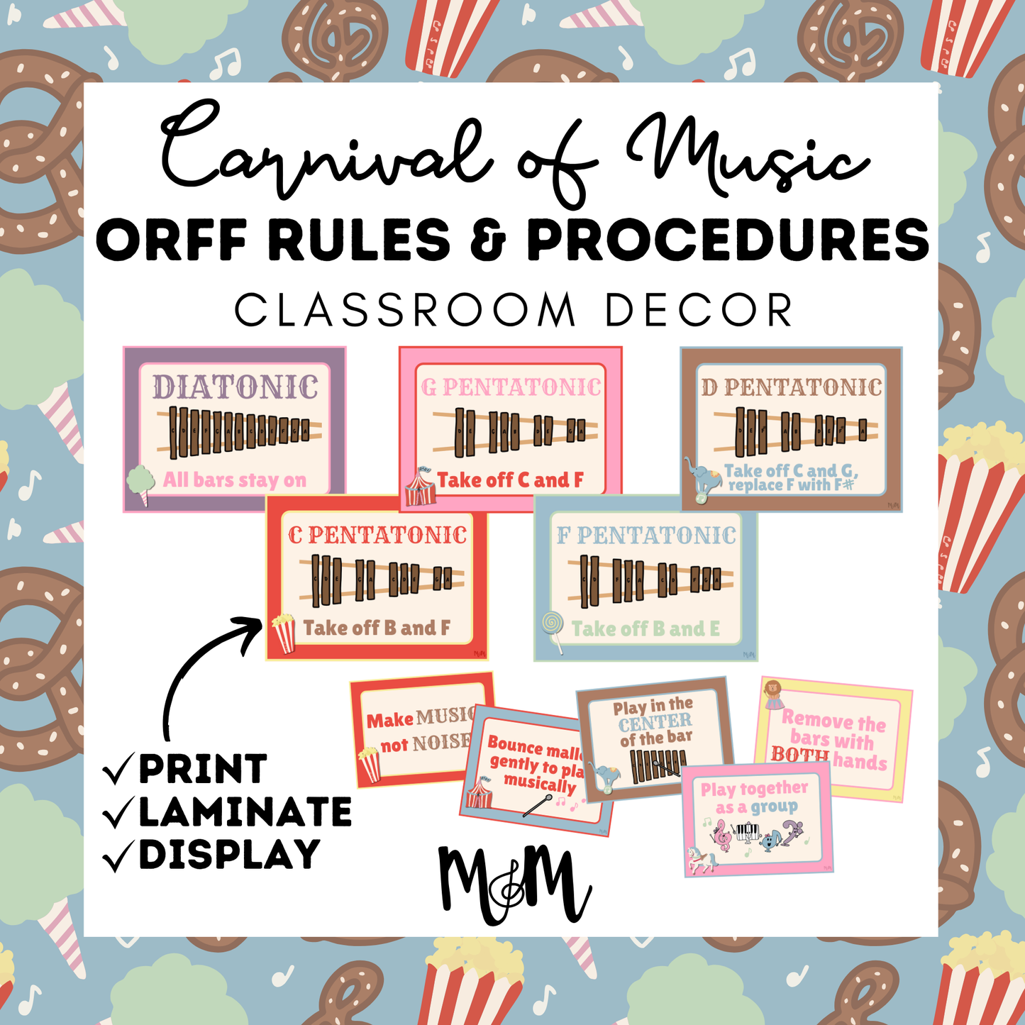 Carnival of Music: Orff Rules & Expectations Posters | Music Room Decor