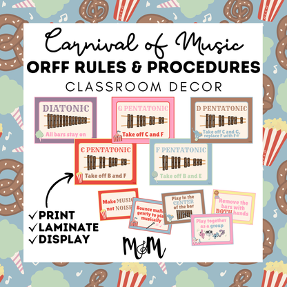 Carnival of Music: Orff Rules & Expectations Posters | Music Room Decor