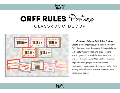 Carnival of Music: Orff Rules & Expectations Posters | Music Room Decor