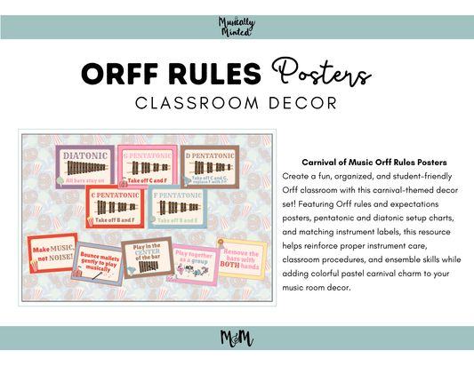 Carnival of Music: Orff Rules & Expectations Posters | Music Room Decor