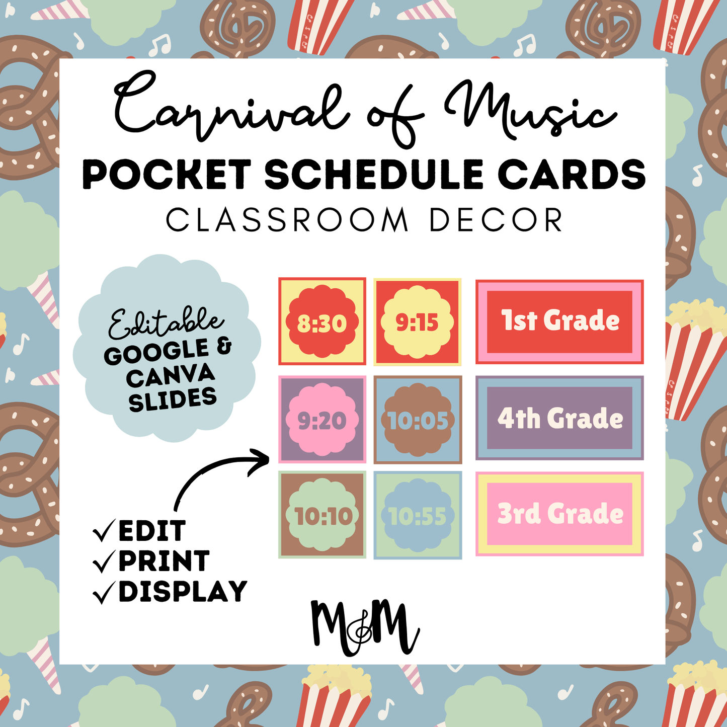Carnival of Music: Pocket Chart Schedule Cards | Music Classroom Decor