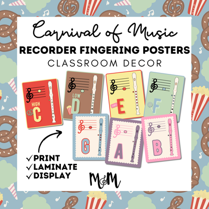 Carnival of Music: Recorder Fingering Posters | Music Classroom Decor