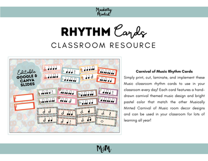 Carnival of Music: Rhythm Cards | Music Classroom Decor