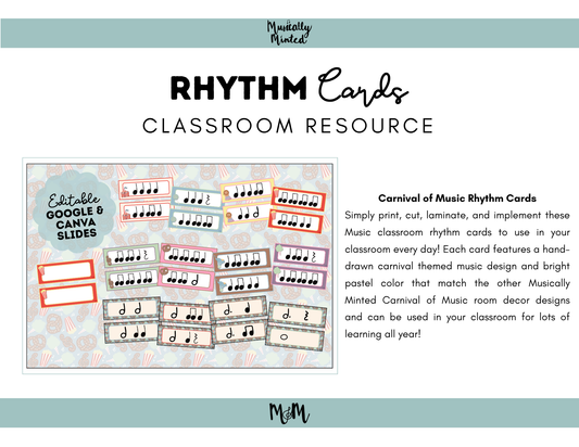 Carnival of Music: Rhythm Cards | Music Classroom Decor