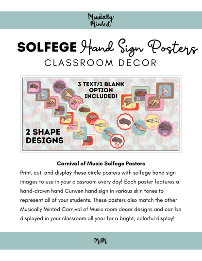 Carnival of Music: Solfege Hand Sign Posters | Music Classroom Decor