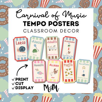Carnival of Music: Tempo Posters | Music Classroom Decor