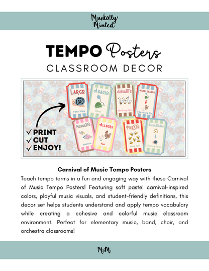 Carnival of Music: Tempo Posters | Music Classroom Decor