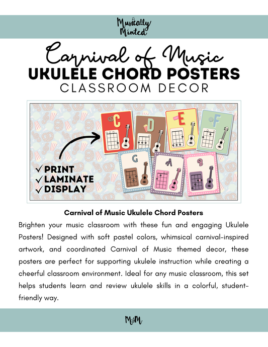 Carnival of Music: Ukulele Chord Posters | Music Classroom Decor