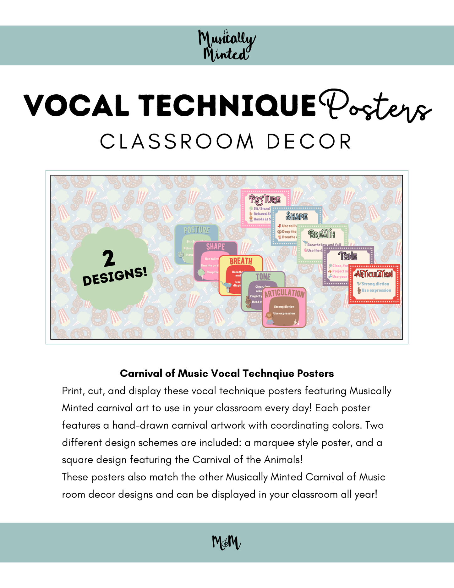 Carnival of Music: Vocal Technique Posters | Music Classroom Decor