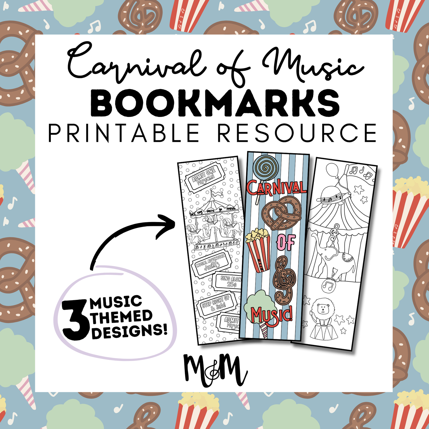 Carnival of Music | Music Bookmarks | Printable Coloring Activity DIGITAL DOWNLOAD