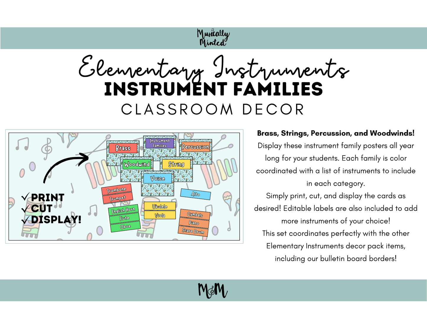 Elementary Instruments: Instrument Families Posters DIGITAL DOWNLOAD