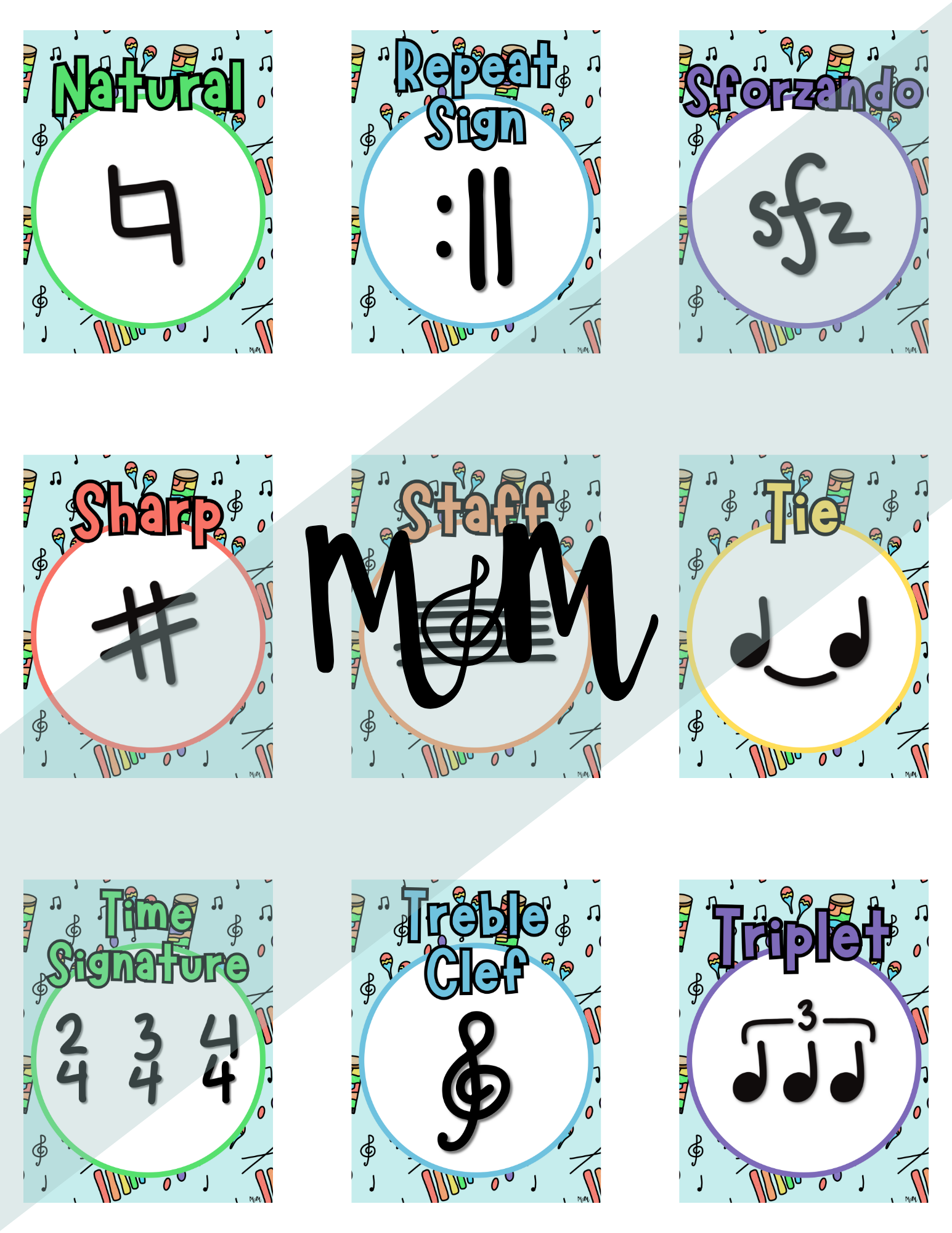 Elementary Instruments: Music Symbols Posters DIGITAL DOWNLOAD ...