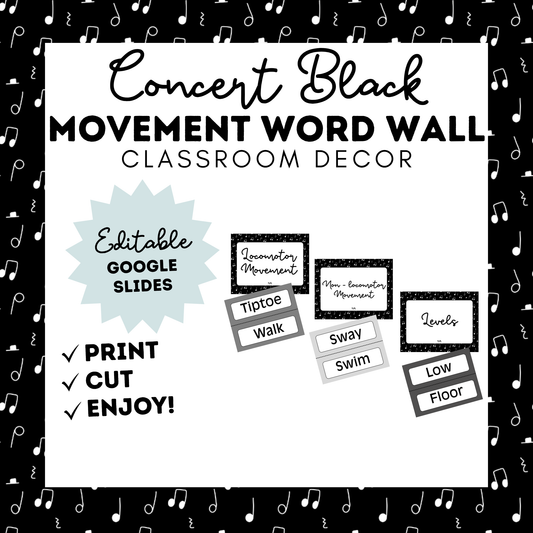 Concert Black: Movement Word Wall Cards DIGITAL DOWNLOAD