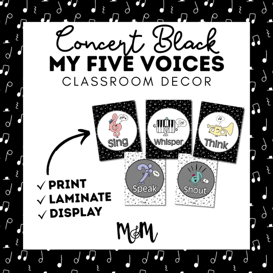 Concert Black: Five Voices Posters DIGITAL DOWNLOAD