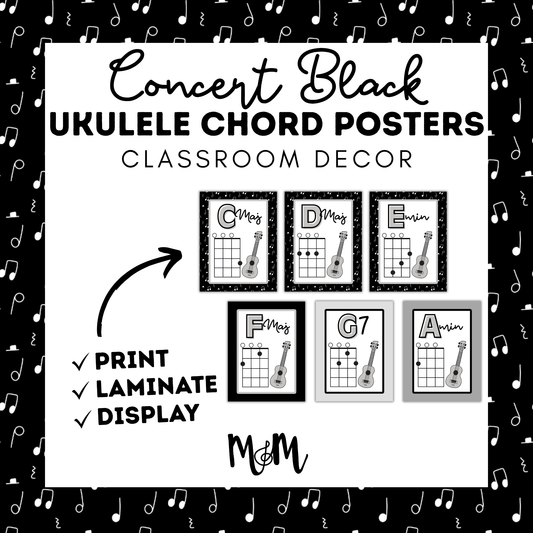 Concert Black: Ukulele Chord Posters DIGITAL DOWNLOAD