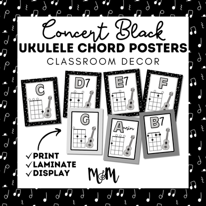 Concert Black: Ukulele Chord Posters DIGITAL DOWNLOAD