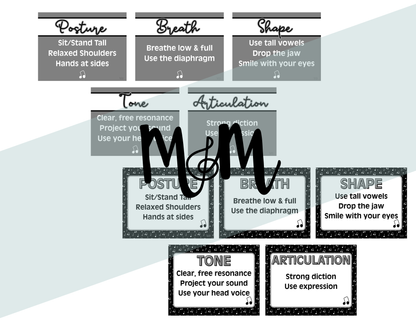 Concert Black: Vocal Technique Posters | Music Classroom Decor
