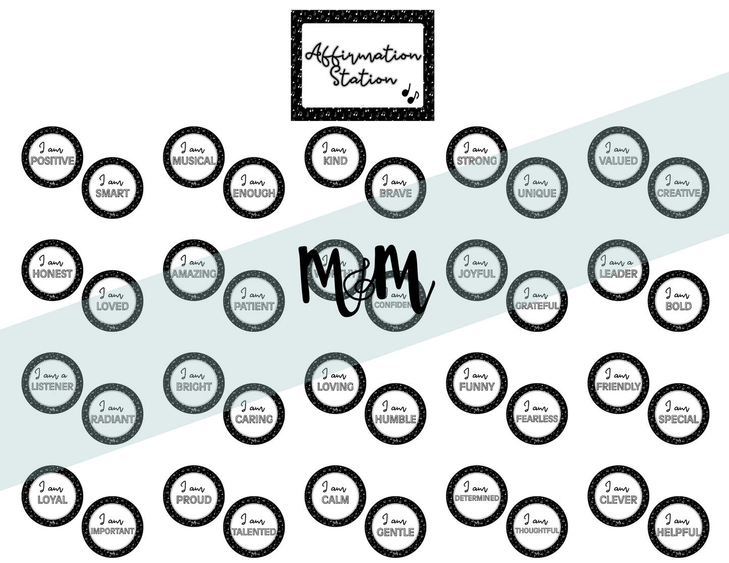 Concert Black: Affirmation Station | Music Classroom Decor