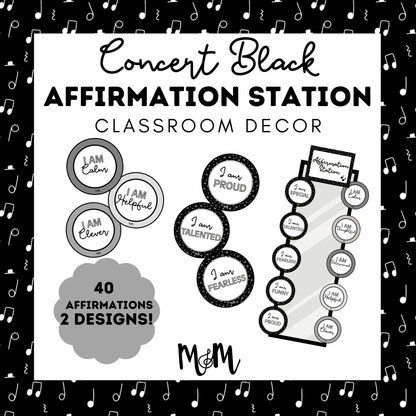 Concert Black: Affirmation Station | Music Classroom Decor