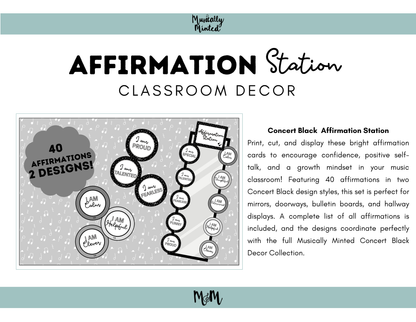Concert Black: Affirmation Station | Music Classroom Decor