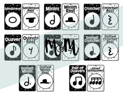 Concert Black: UK Note Values Posters | UK Music Terms | Music Classroom Decor