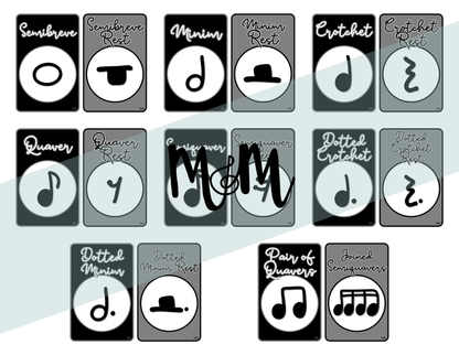 Concert Black: UK Note Values Posters | UK Music Terms | Music Classroom Decor