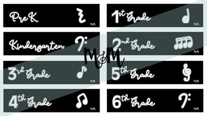 Concert Black: Grade Level Labels DIGITAL DOWNLOAD
