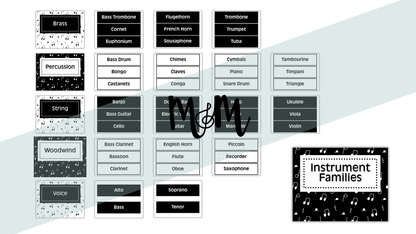 Concert Black: Instrument Families Posters DIGITAL DOWNLOAD