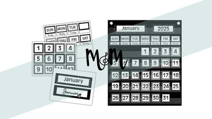 Concert Black: Pocket Chart Calendar DIGITAL DOWNLOAD
