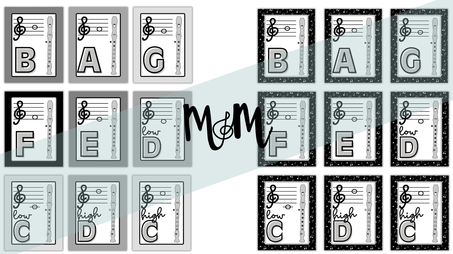 Concert Black: Recorder Fingering Posters DIGITAL DOWNLOAD