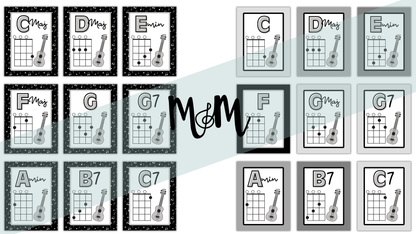Concert Black: Ukulele Chord Posters DIGITAL DOWNLOAD