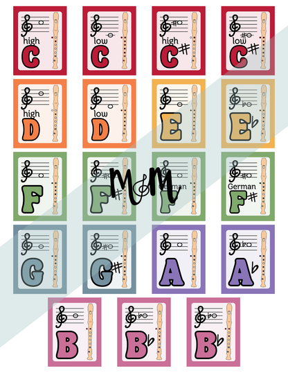 Spring Garden: Recorder Fingering Posters DIGITAL DOWNLOAD