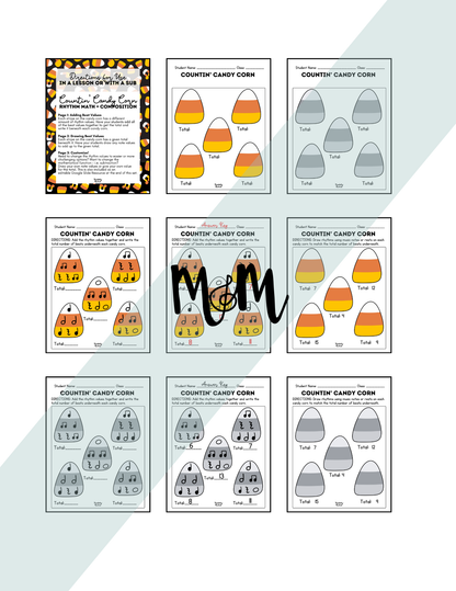 Countin' Candy Corn: Rhythm Math Worksheet | Music Class Printable Activity DIGITAL DOWNLOAD